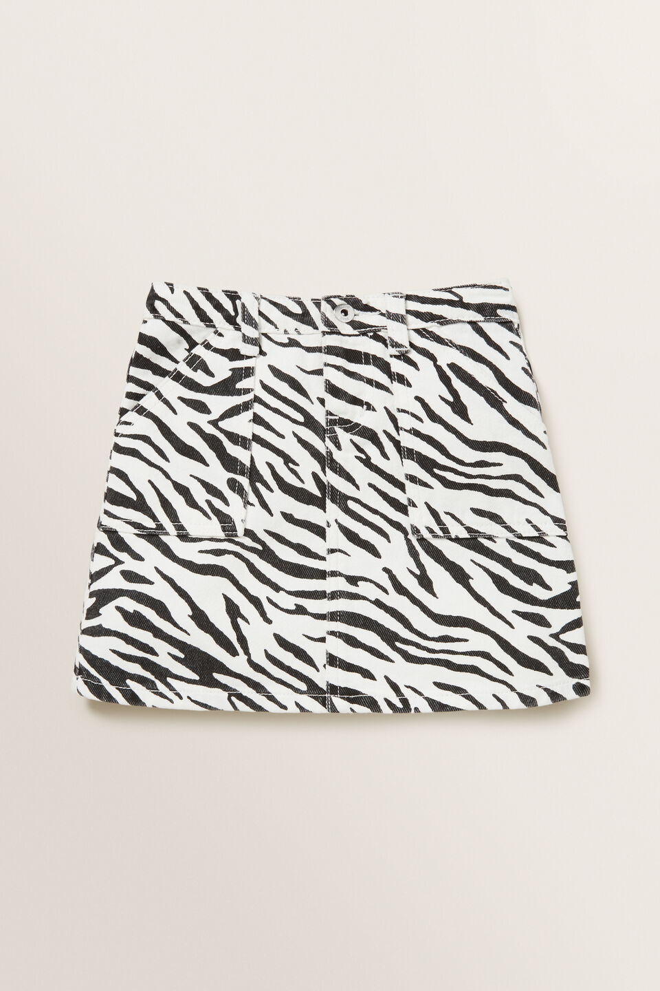 Zebra Denim Skirt  