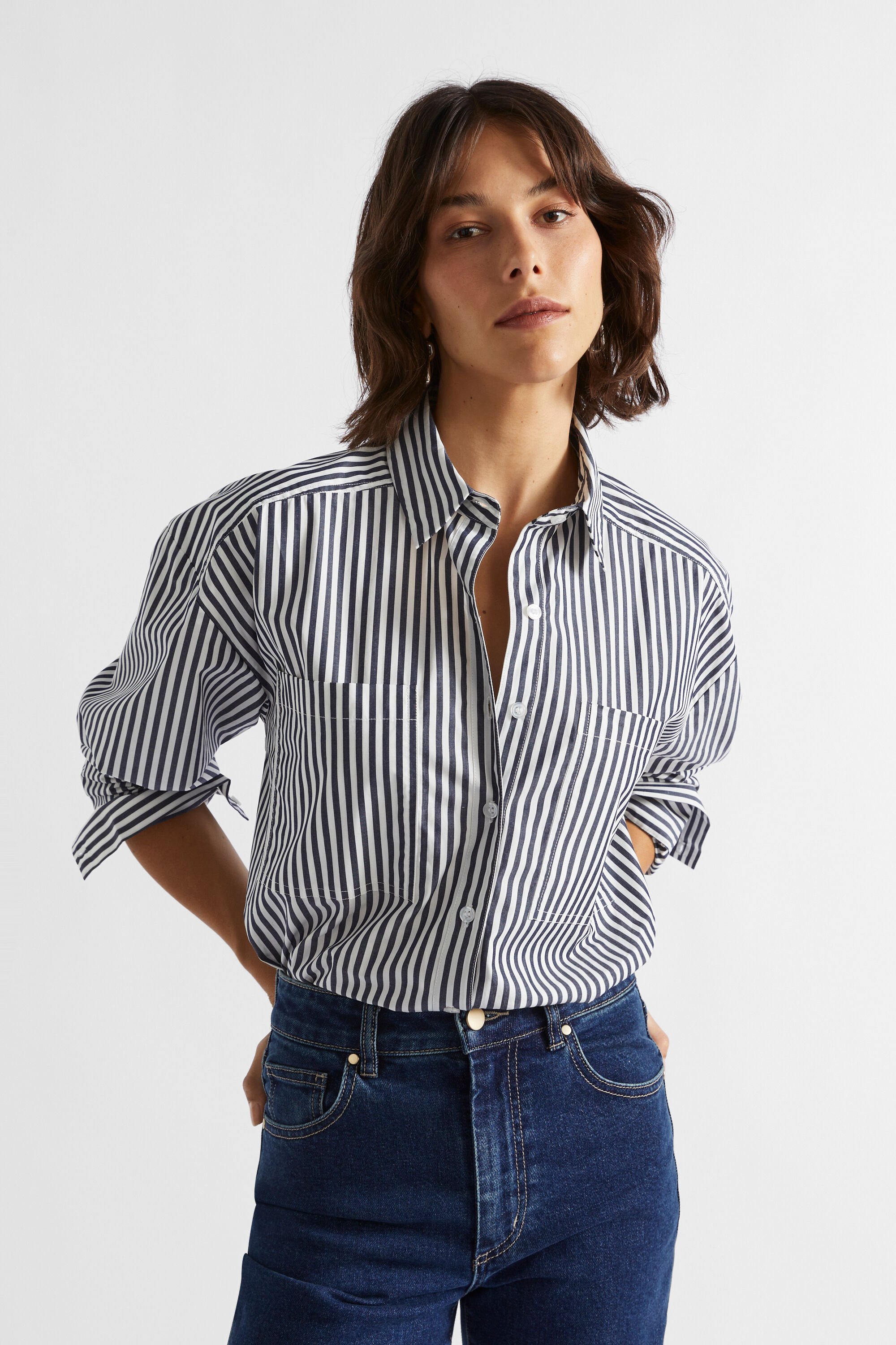 Stripe Pocket Front Shirt