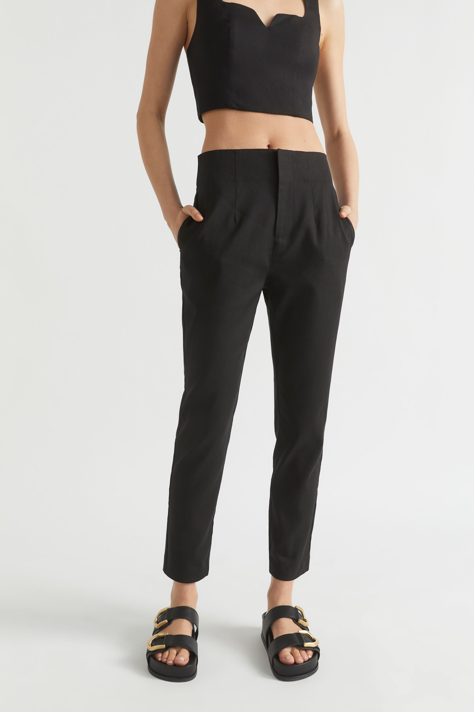 High Waist Slim Leg Trouser
