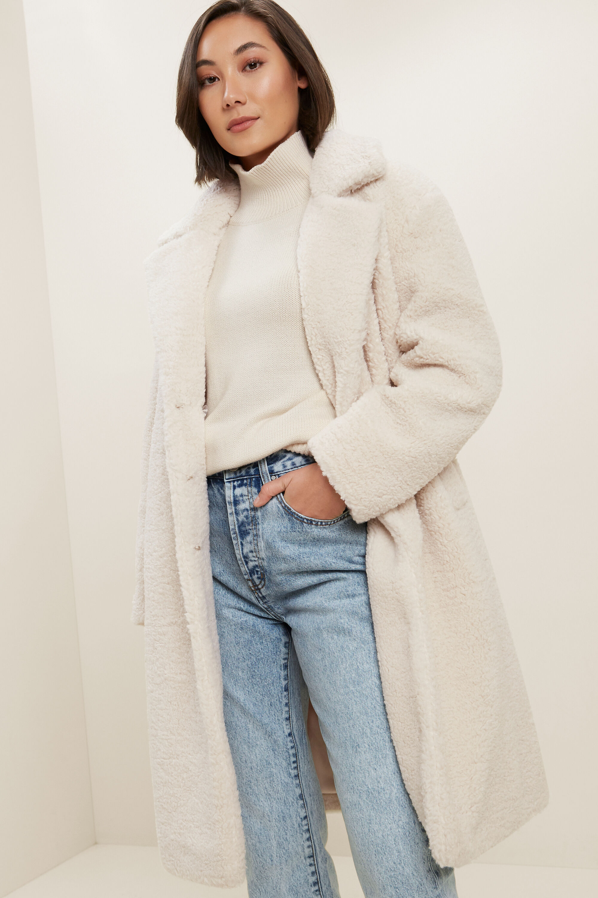 Long teddy fur jacket store