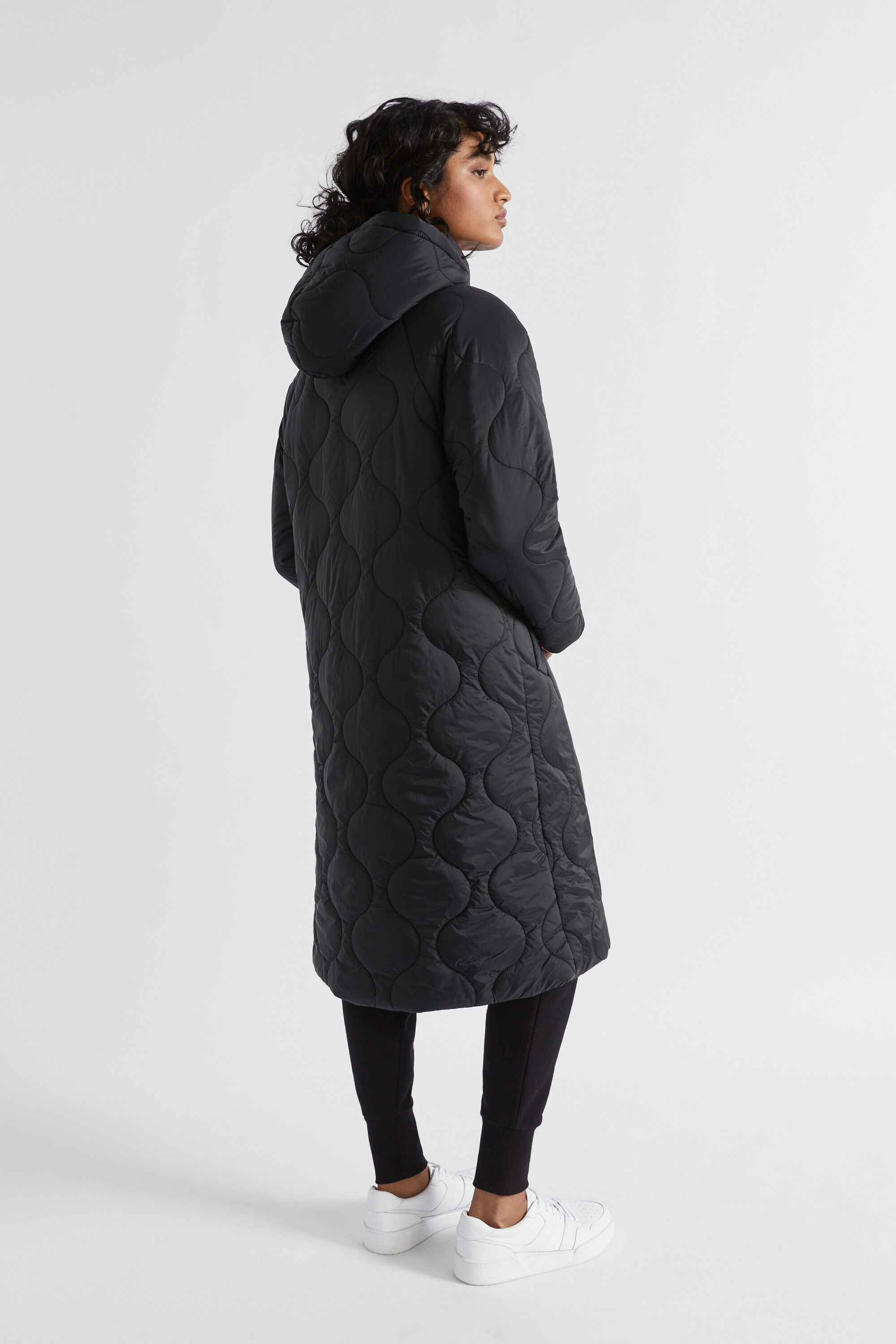Monki longline puffer 2025 jacket in black