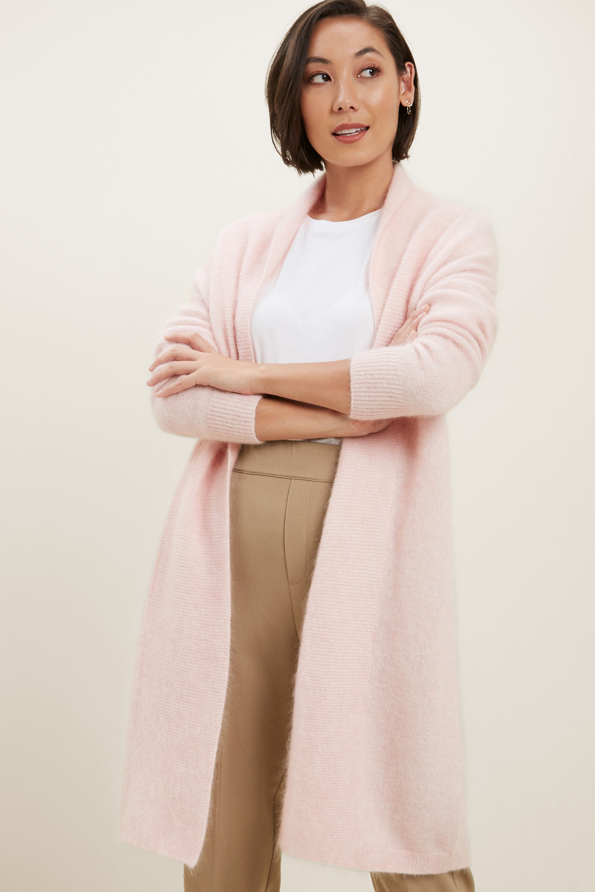 Pink longline cardigan shop