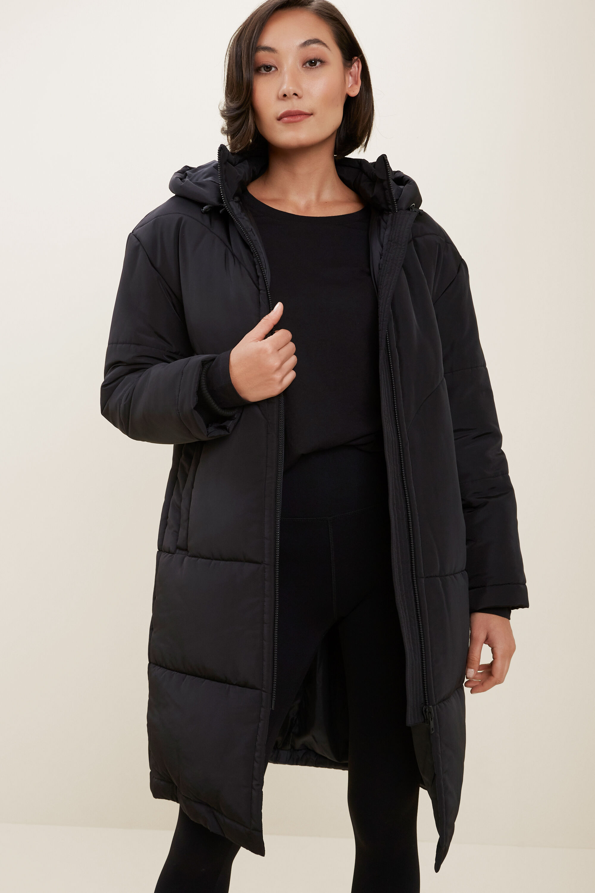 Puffer longline coat store