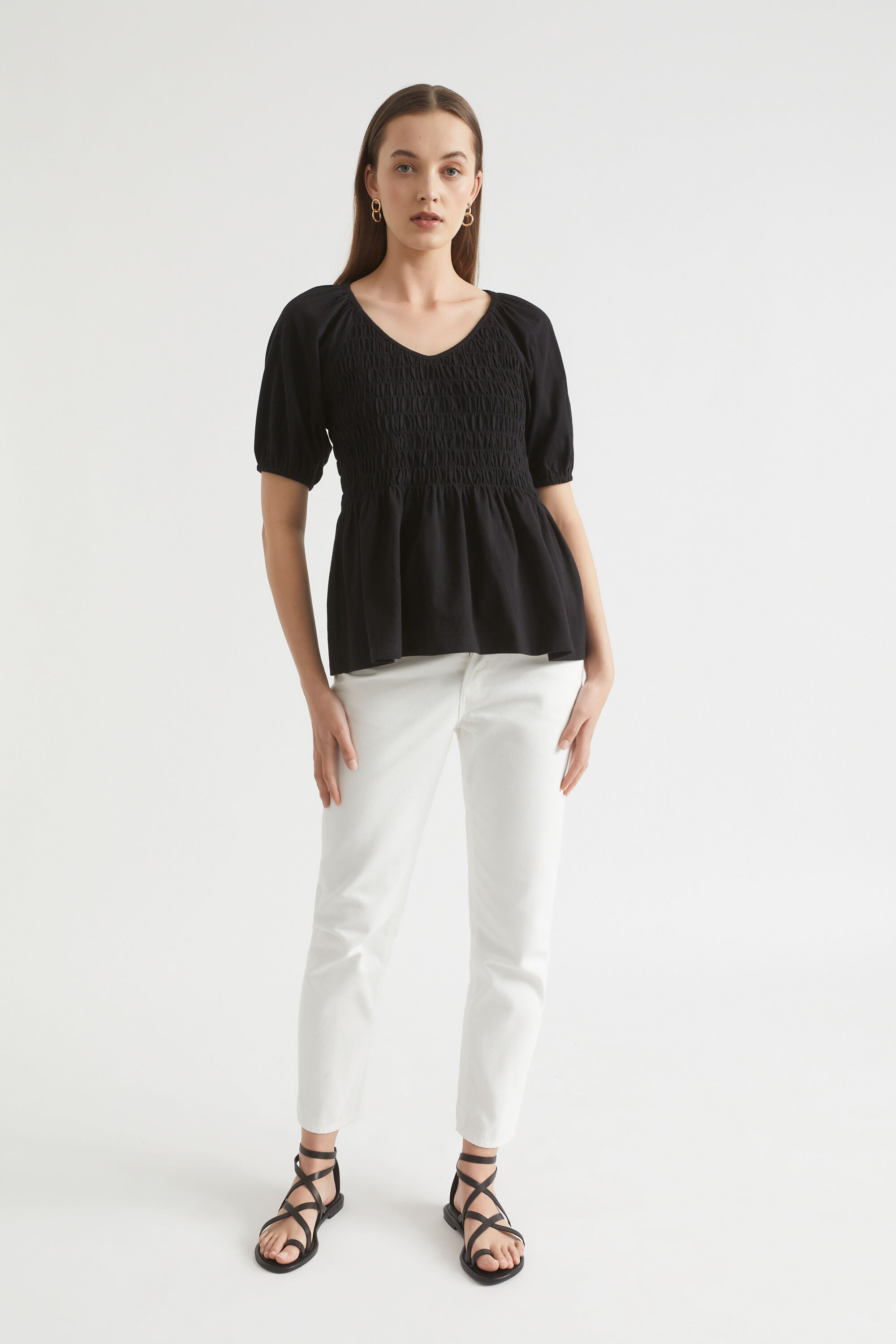 Shirred sales smock top