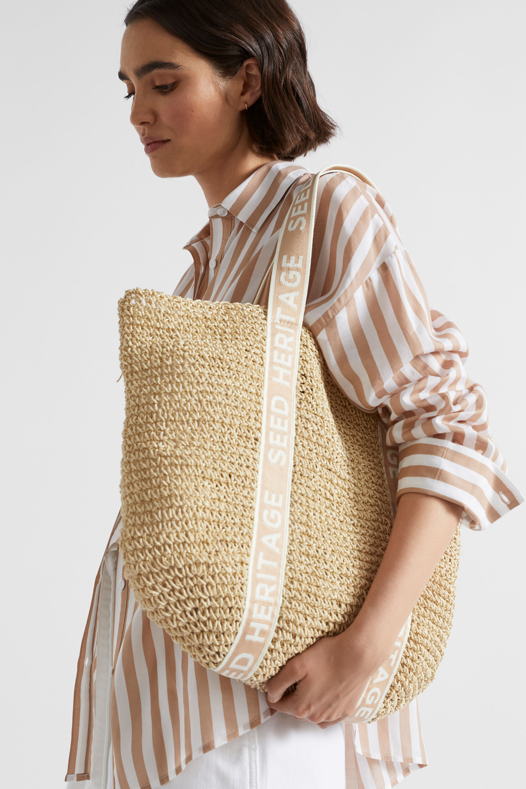 Logo Straw Tote Seed Heritage