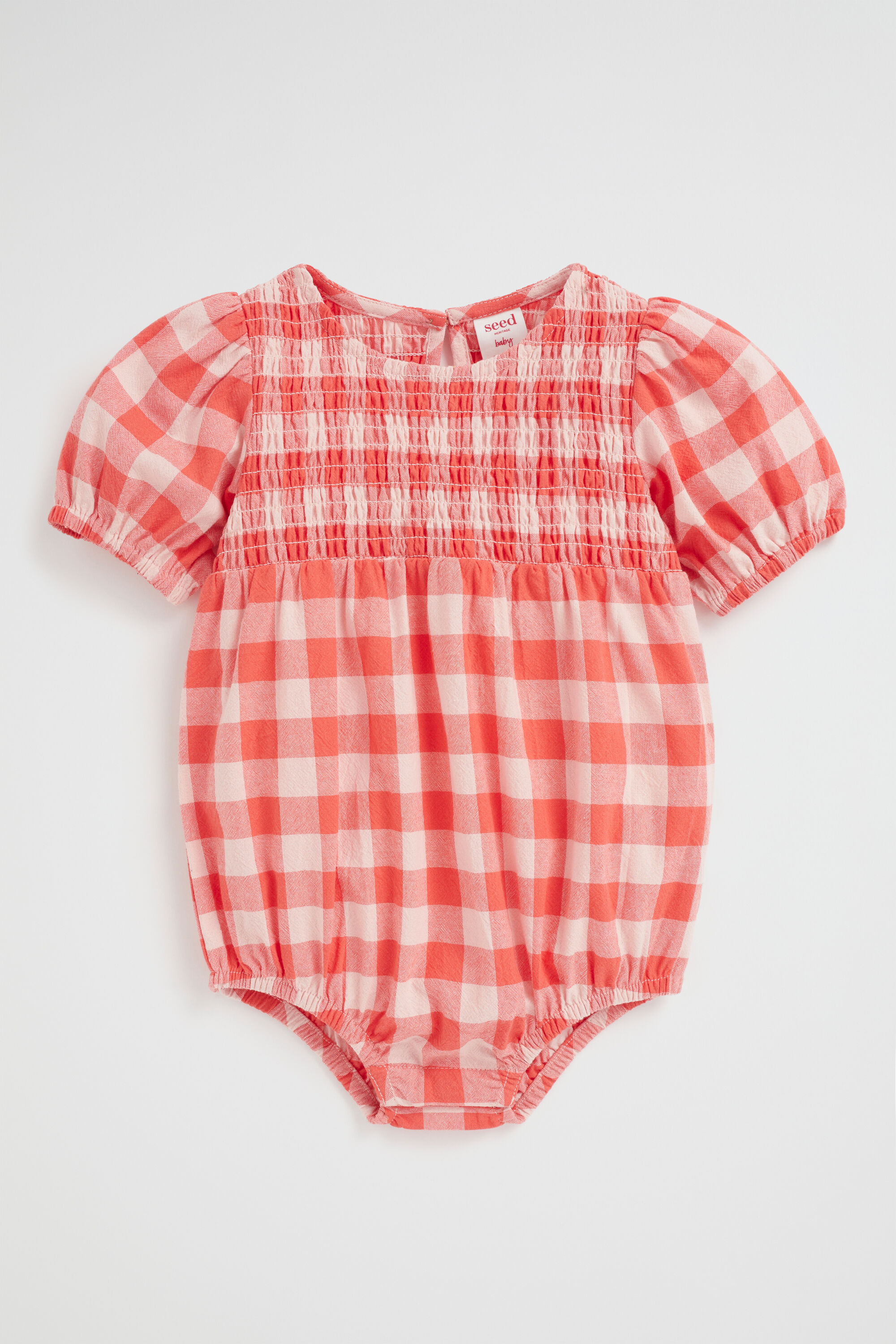 Red gingham baby romper new arrivals