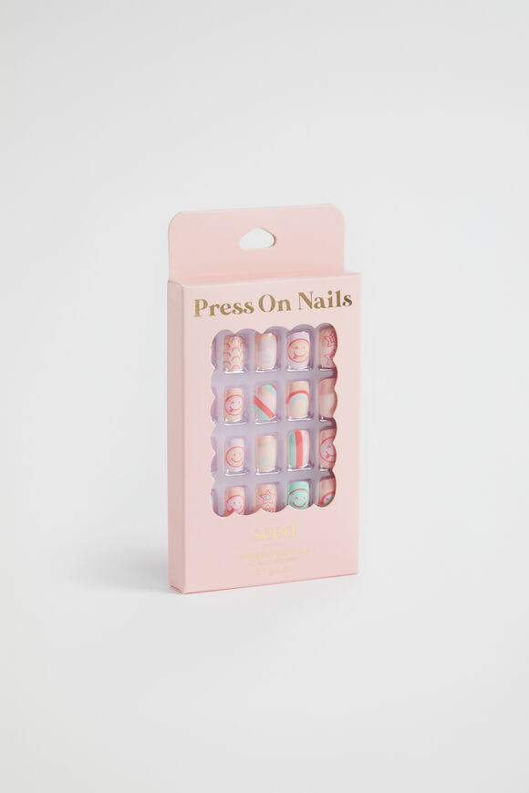 Rainbow Emoji Press On Nails  Multi  hi-res