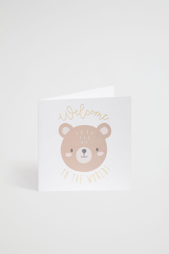 Large Welcome Baby Bear Card  Multi  hi-res