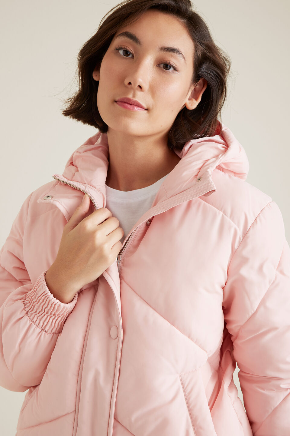 Hooded Puffer Jacket  Bubblegum Pink