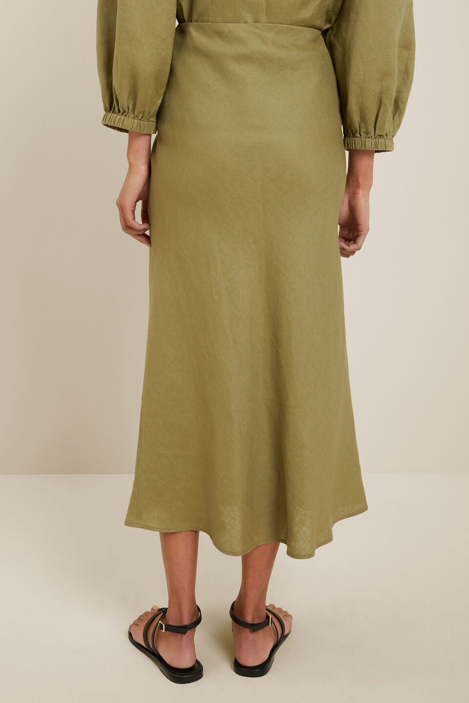 Core Linen Slip Skirt  Sage Green