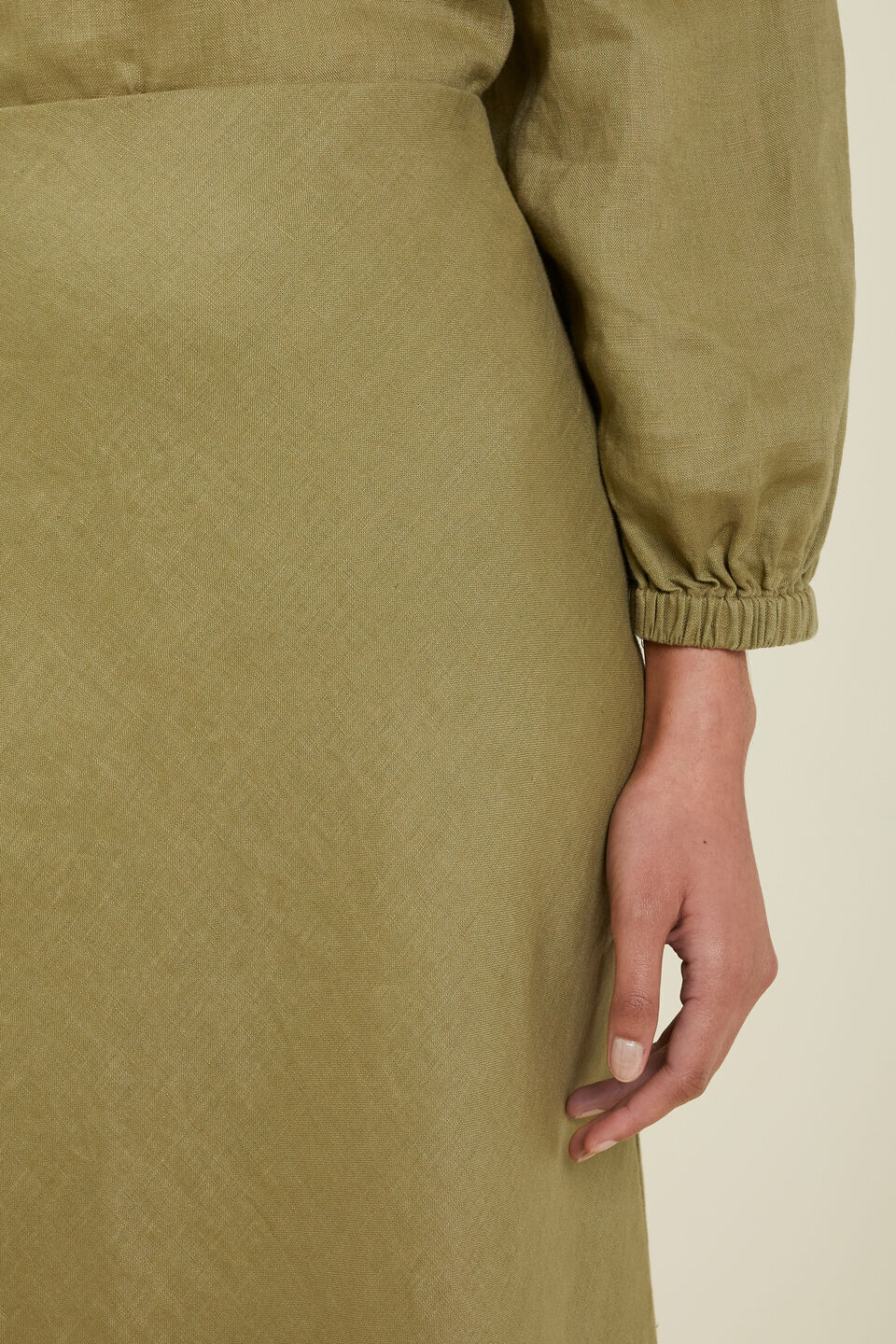 Core Linen Slip Skirt  Sage Green