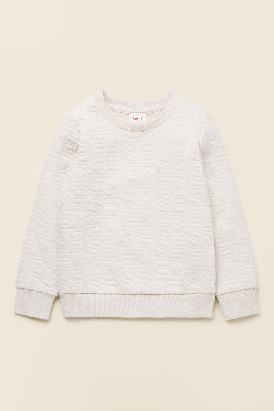 Quilted Logo Sweat  Oat Marle