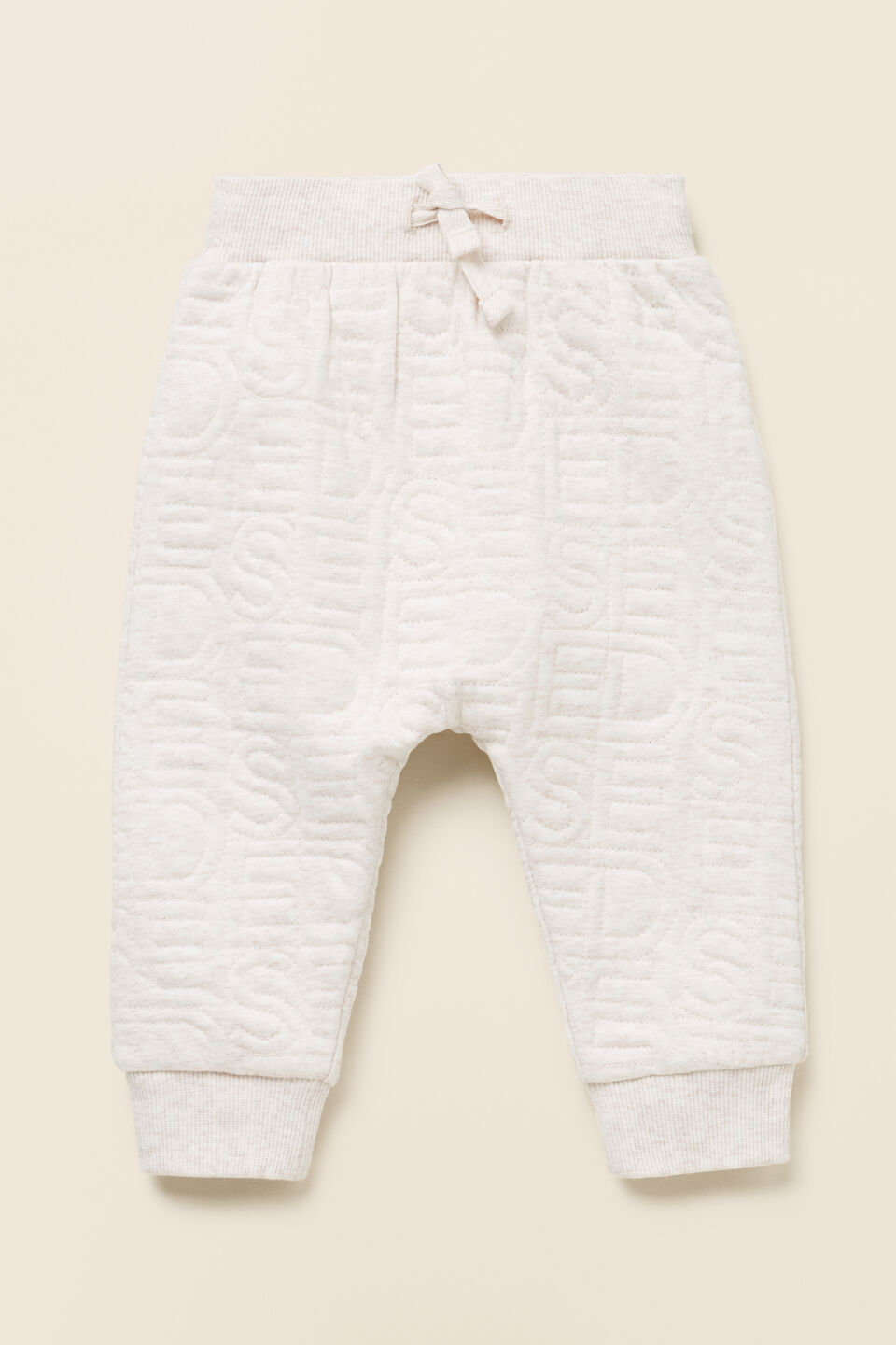 Quilted Logo Track Pant  Oat Marle