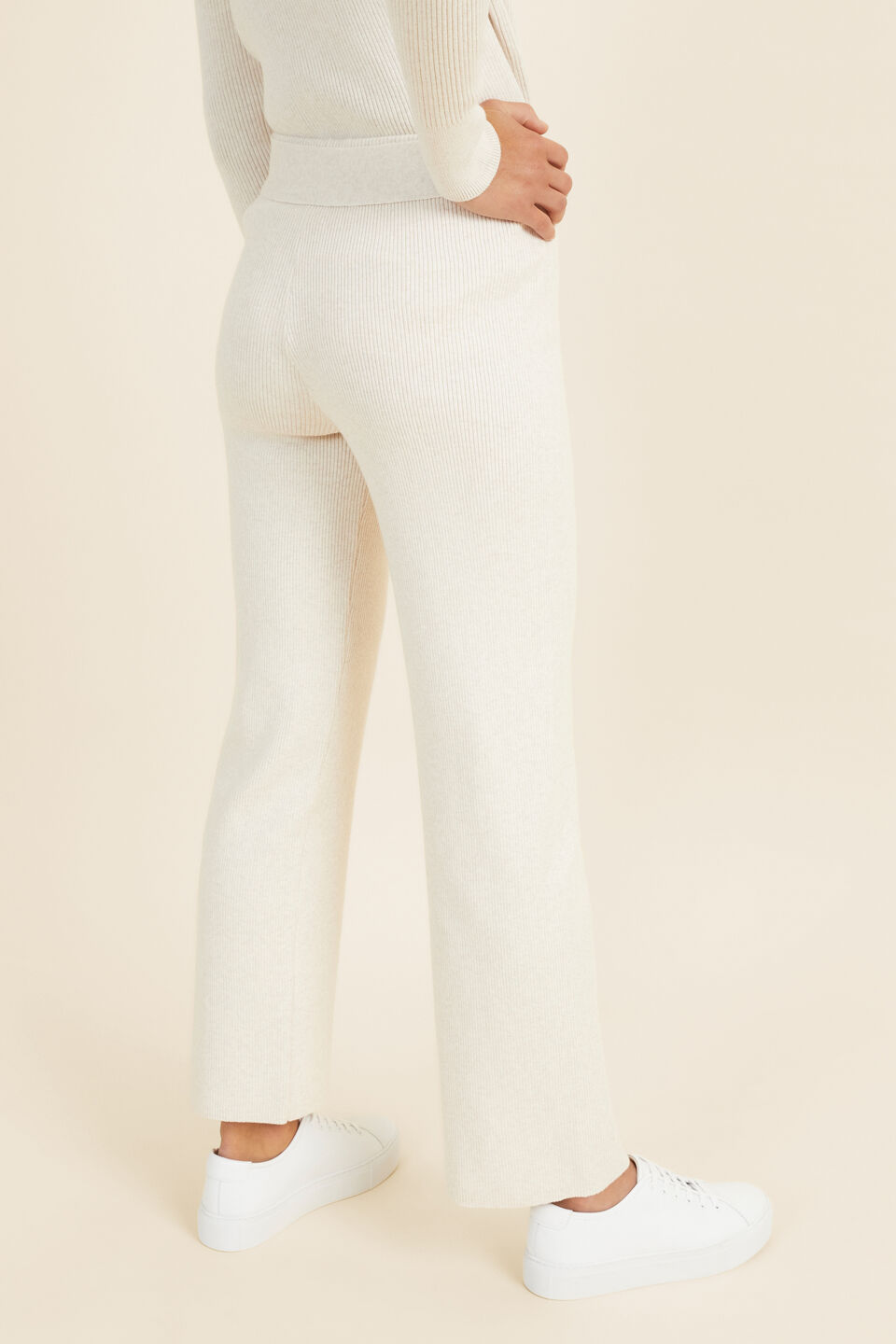 Relaxed Knit Tie Pant  Oat Marle