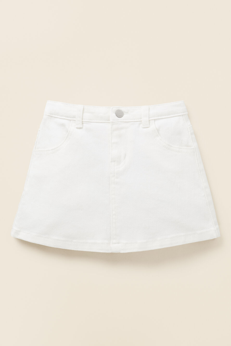 A-line Denim Skirt  Cream Wash