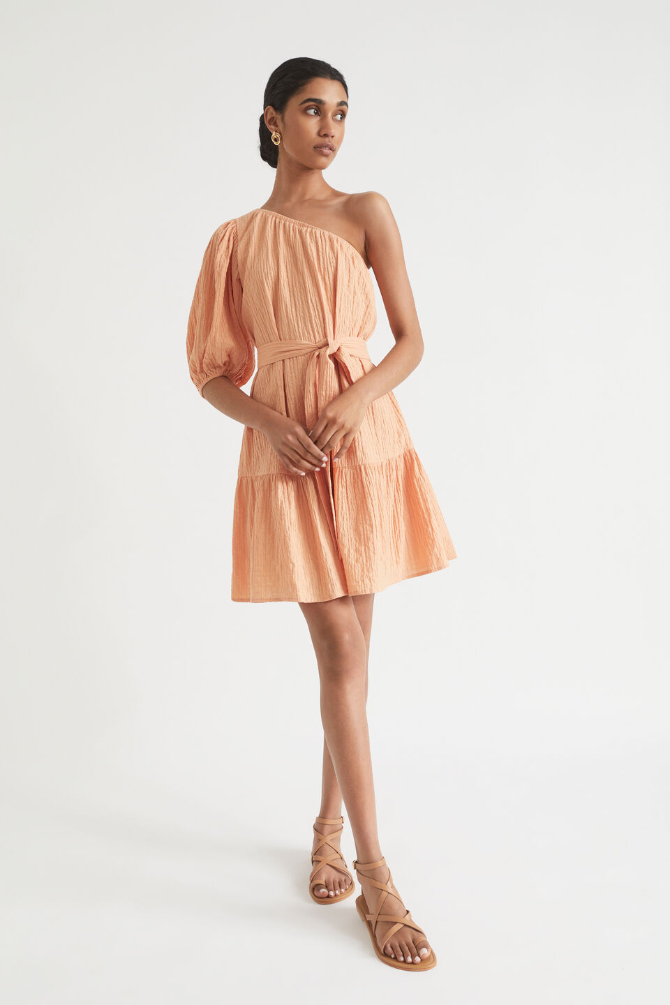 Seersucker Mini Dress  Peach Bloom