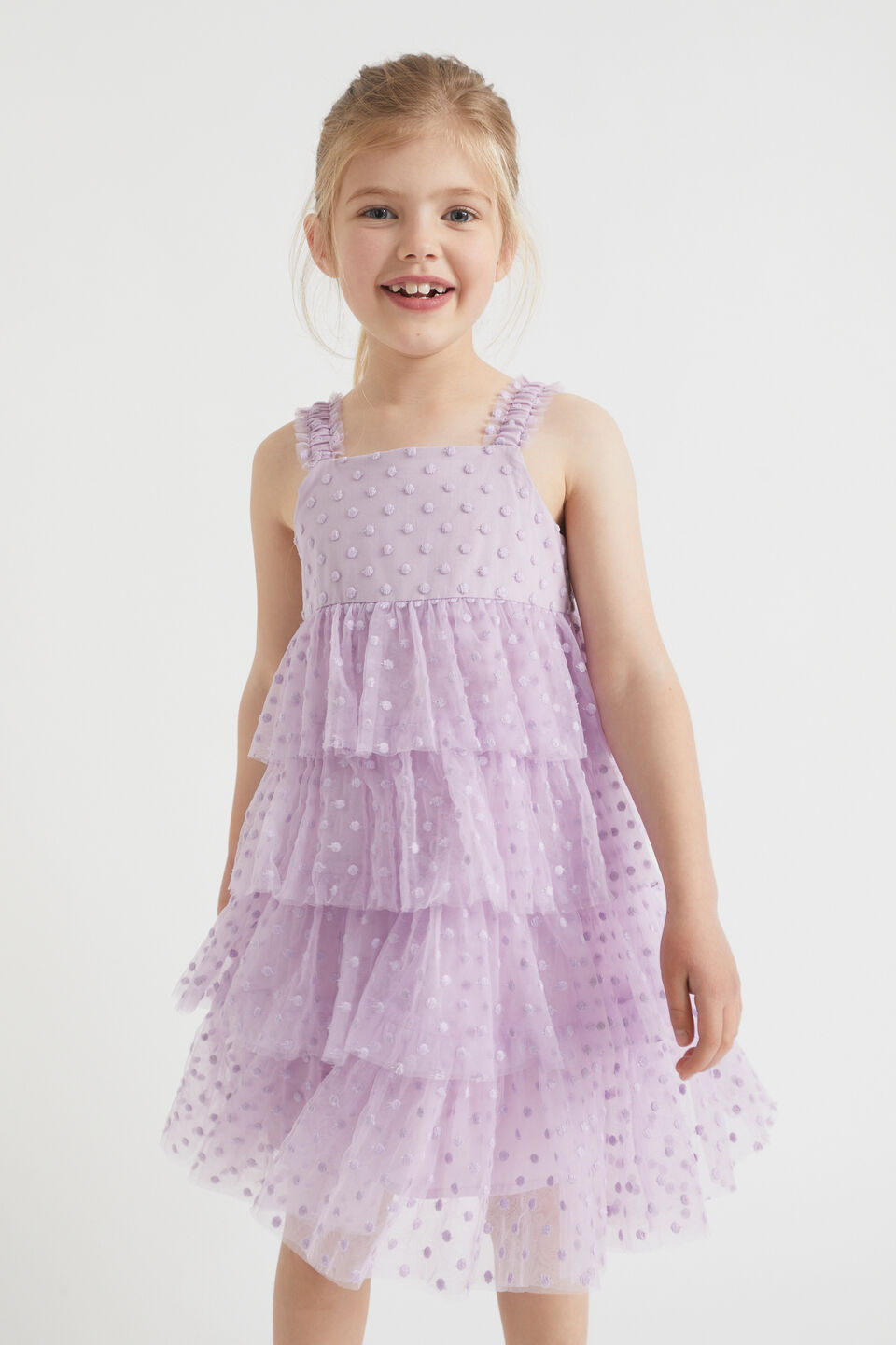 Polka Dot Tiered Dress  Orchid