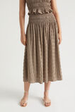 Textured Gingham Midi Skirt  Pecan Brown Gingham  hi-res