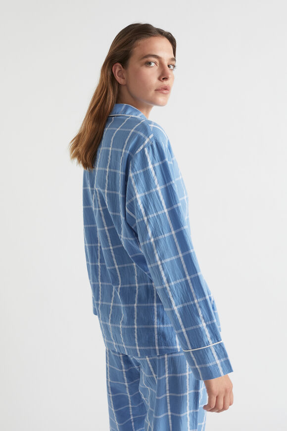 Seersucker Grid Sleep Shirt  Azure  hi-res