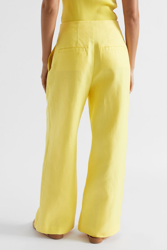 Linen Tailored Pleat Pant  Lemon Drop  hi-res