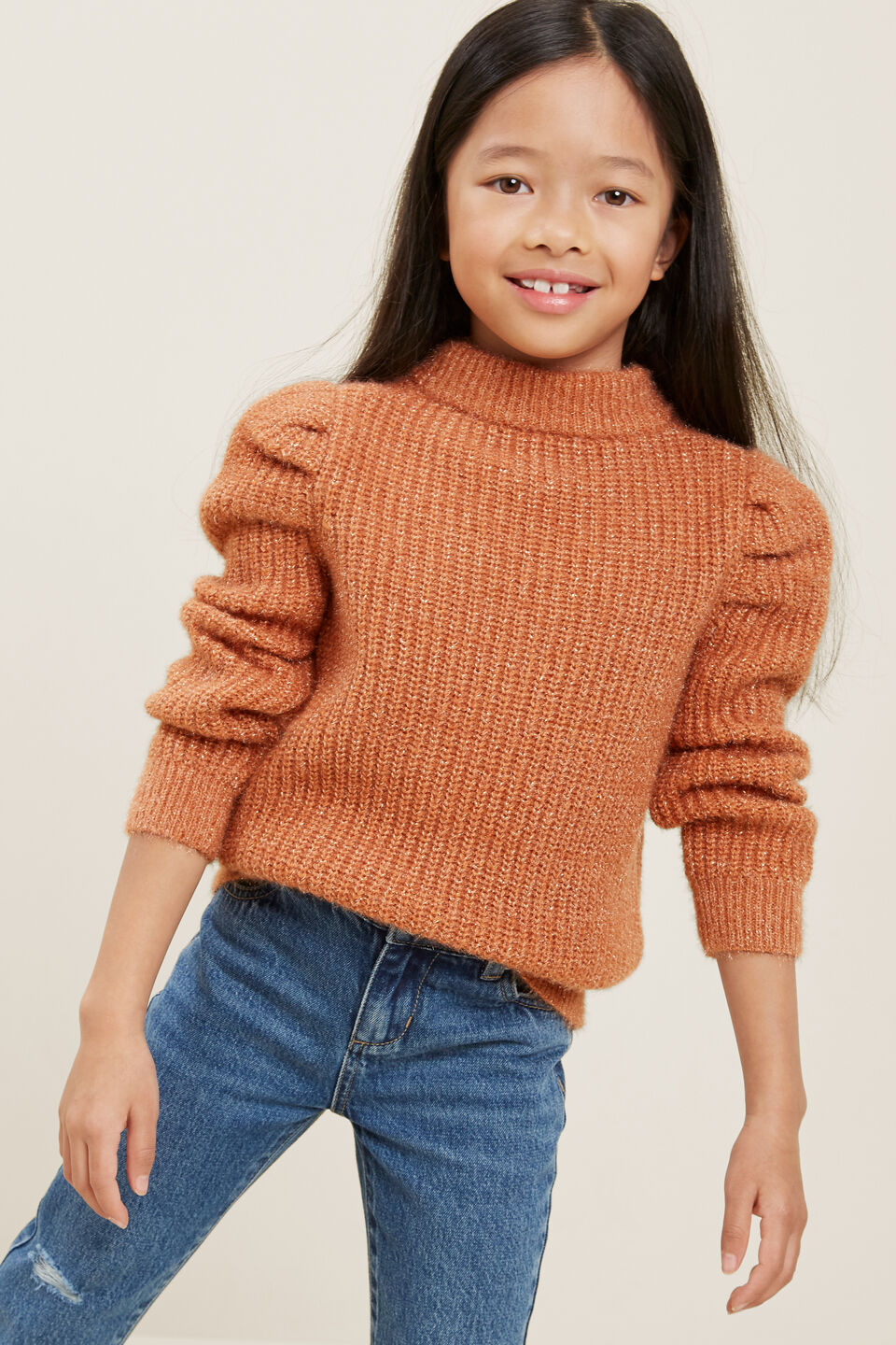 Puff Knit Sweater  Cinnamon