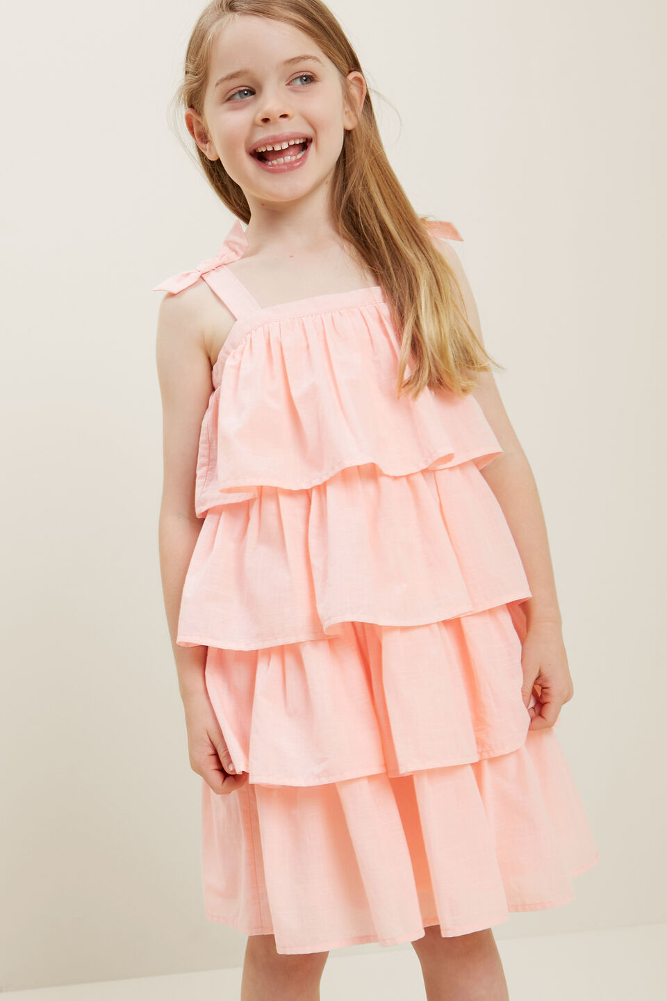 Tiered Frill Dress  Dusty Rose