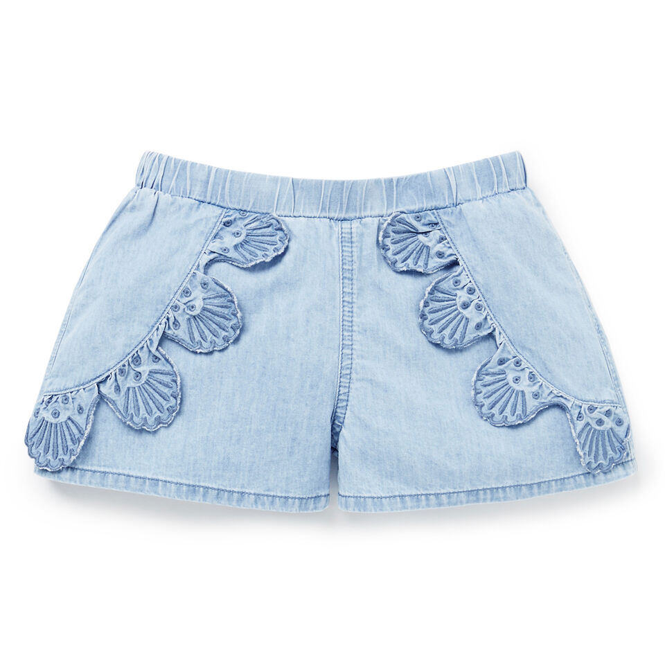 Chambray Broderie Shorts  