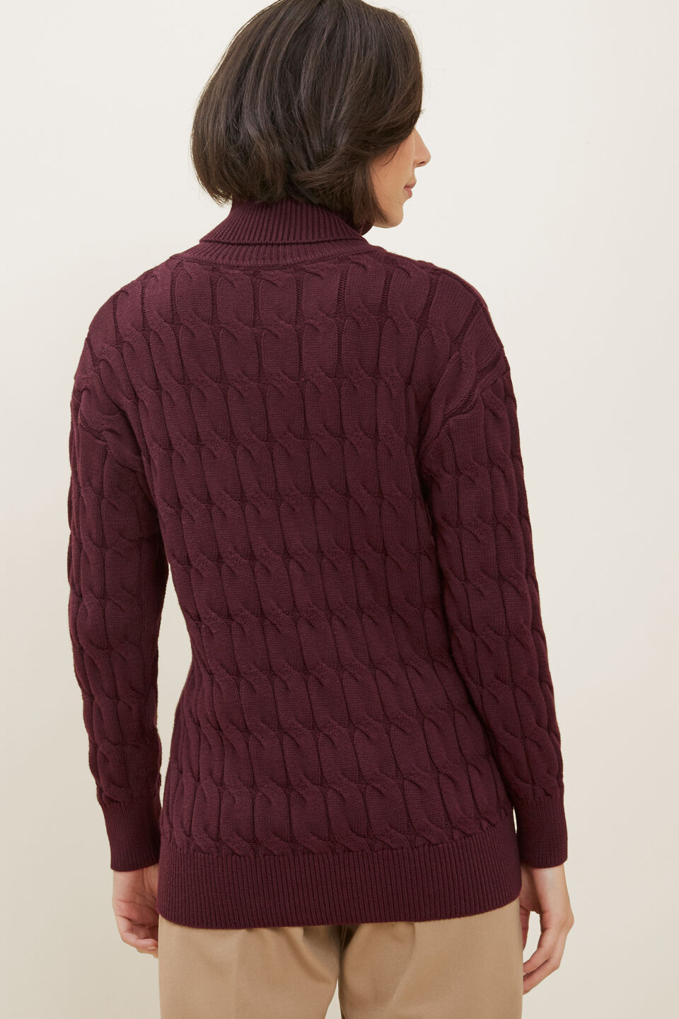Cable Knit Sweater  Ruby Plum