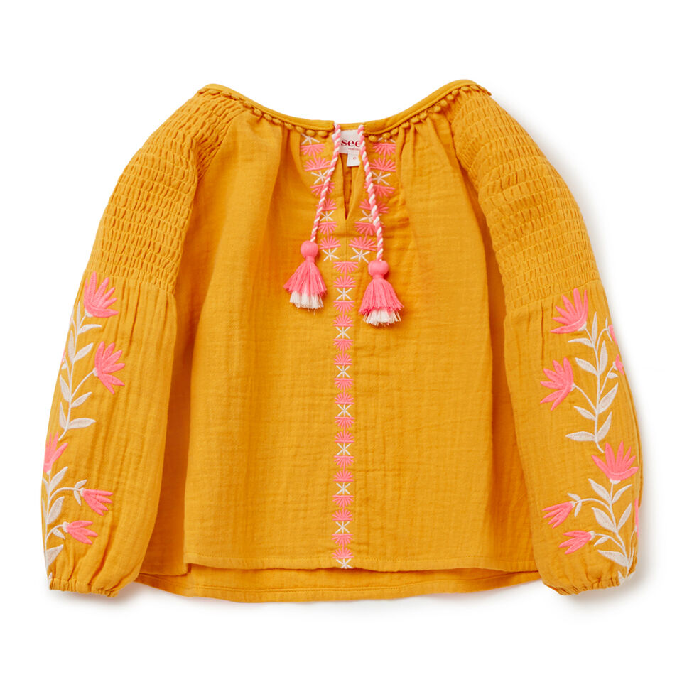 Embroidered Smock Top  