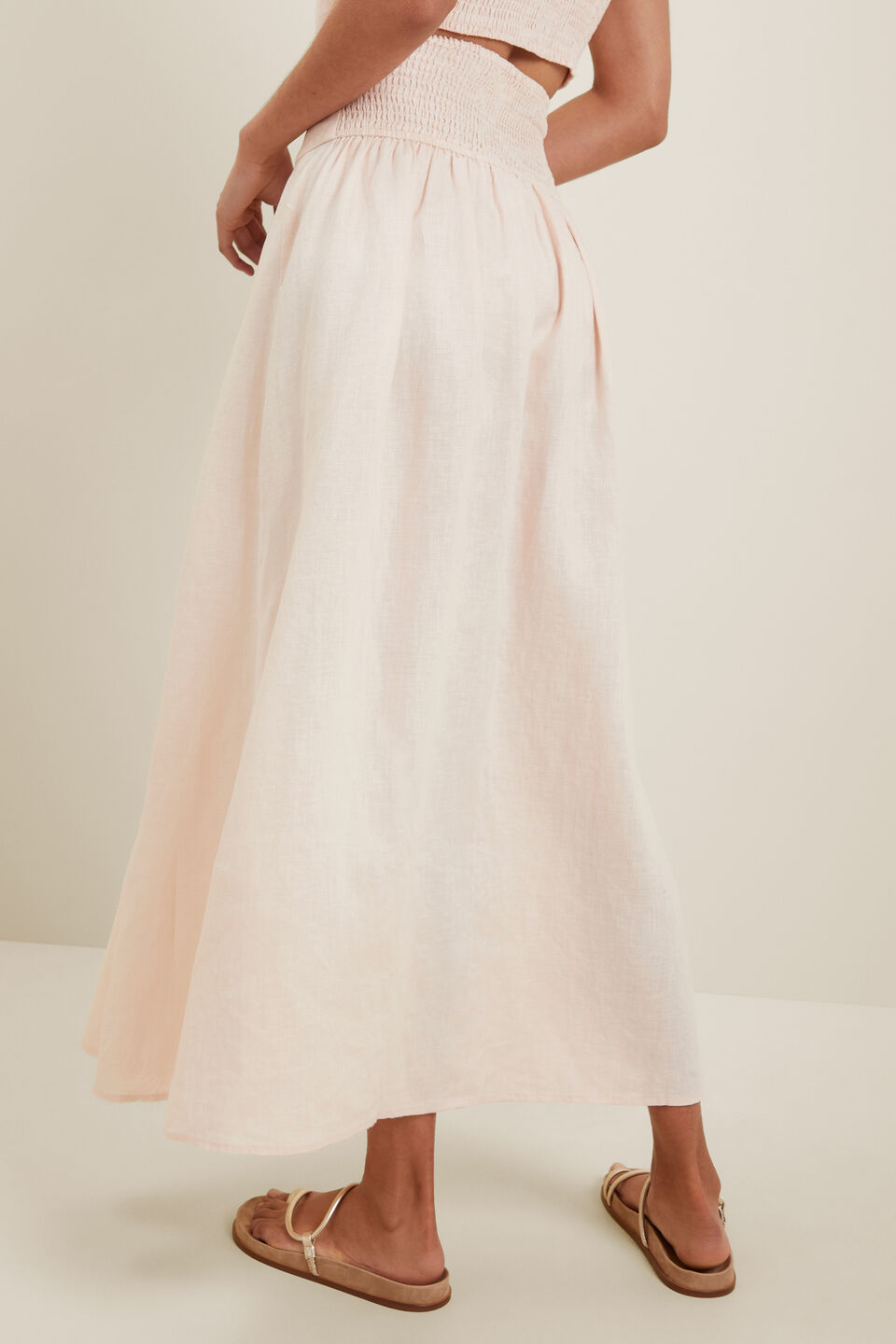Core Linen Gathered Maxi Skirt  Pale Blossom