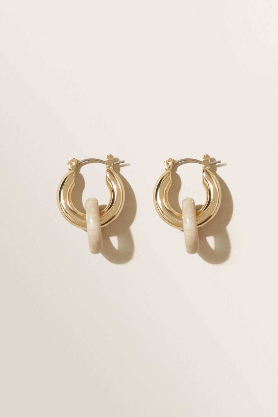Resin Hoop Earrings  Gold
