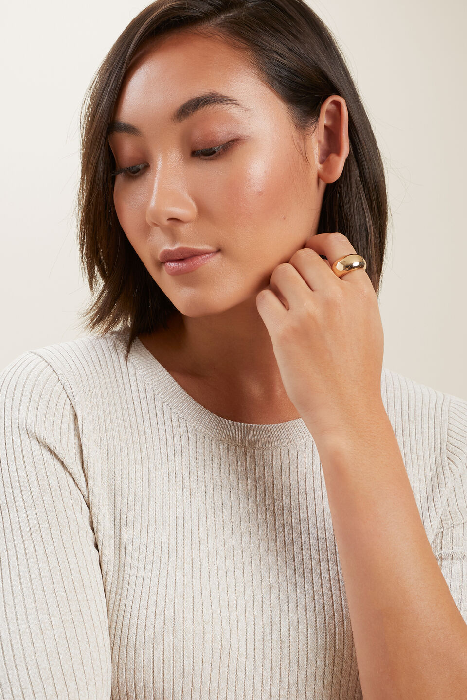 Moulded Dome Ring  Gold