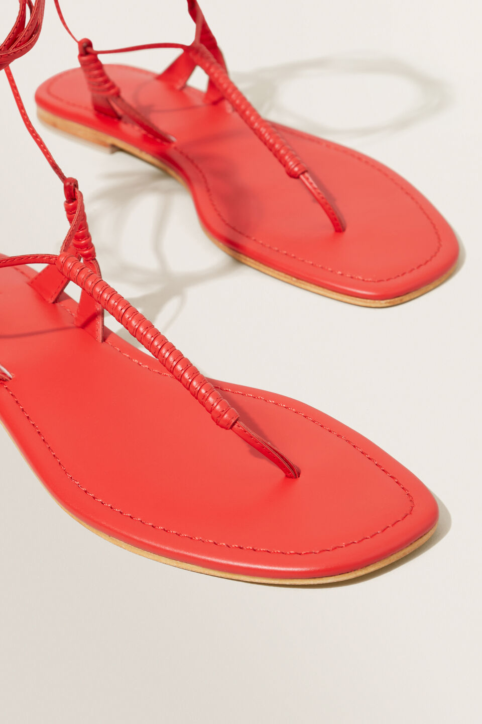 Nova Leather Tie Up Sandal  Chilli Red