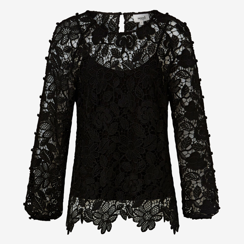 Open Sleeve Lace Blouse  