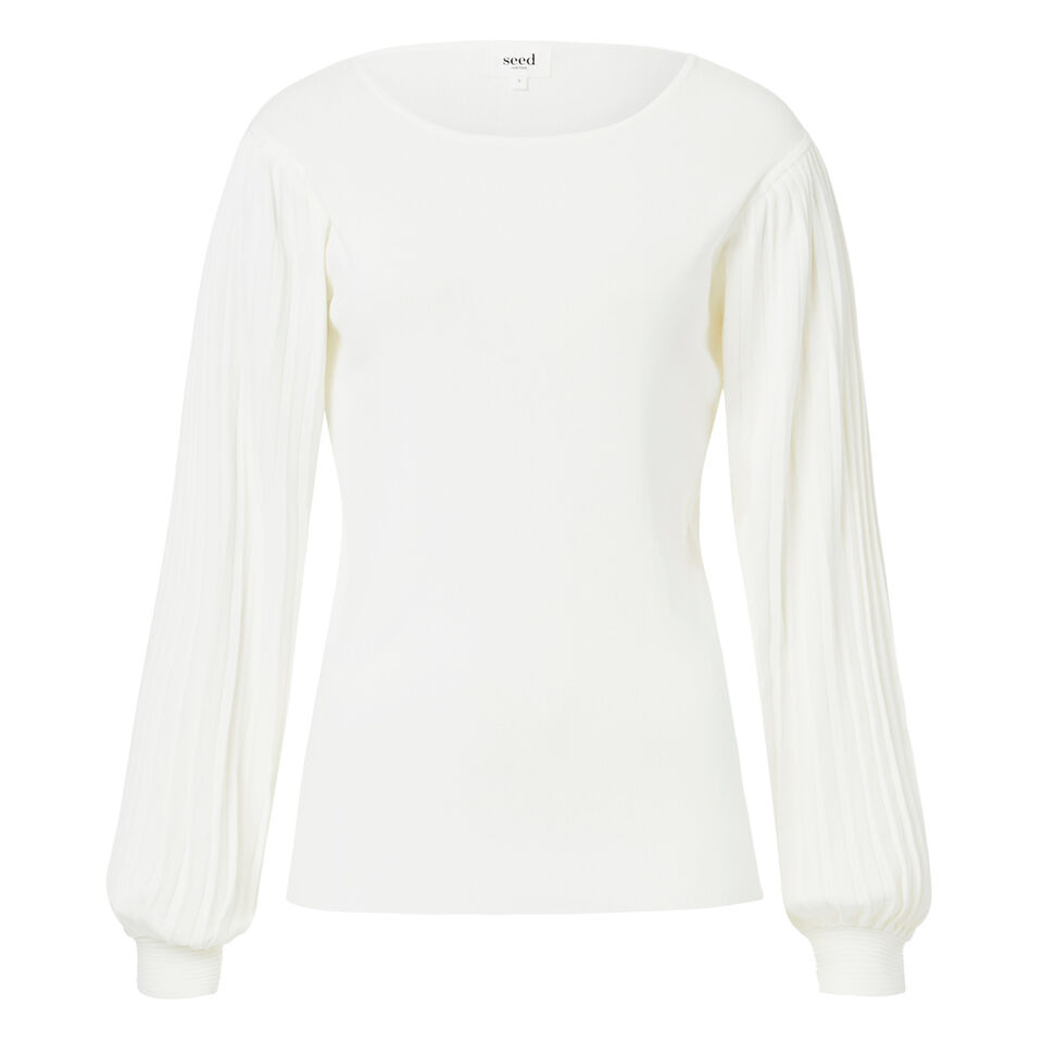Pleated Crepe Knit Top  4