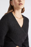Wool Blend Wrap Sweater  Black  hi-res