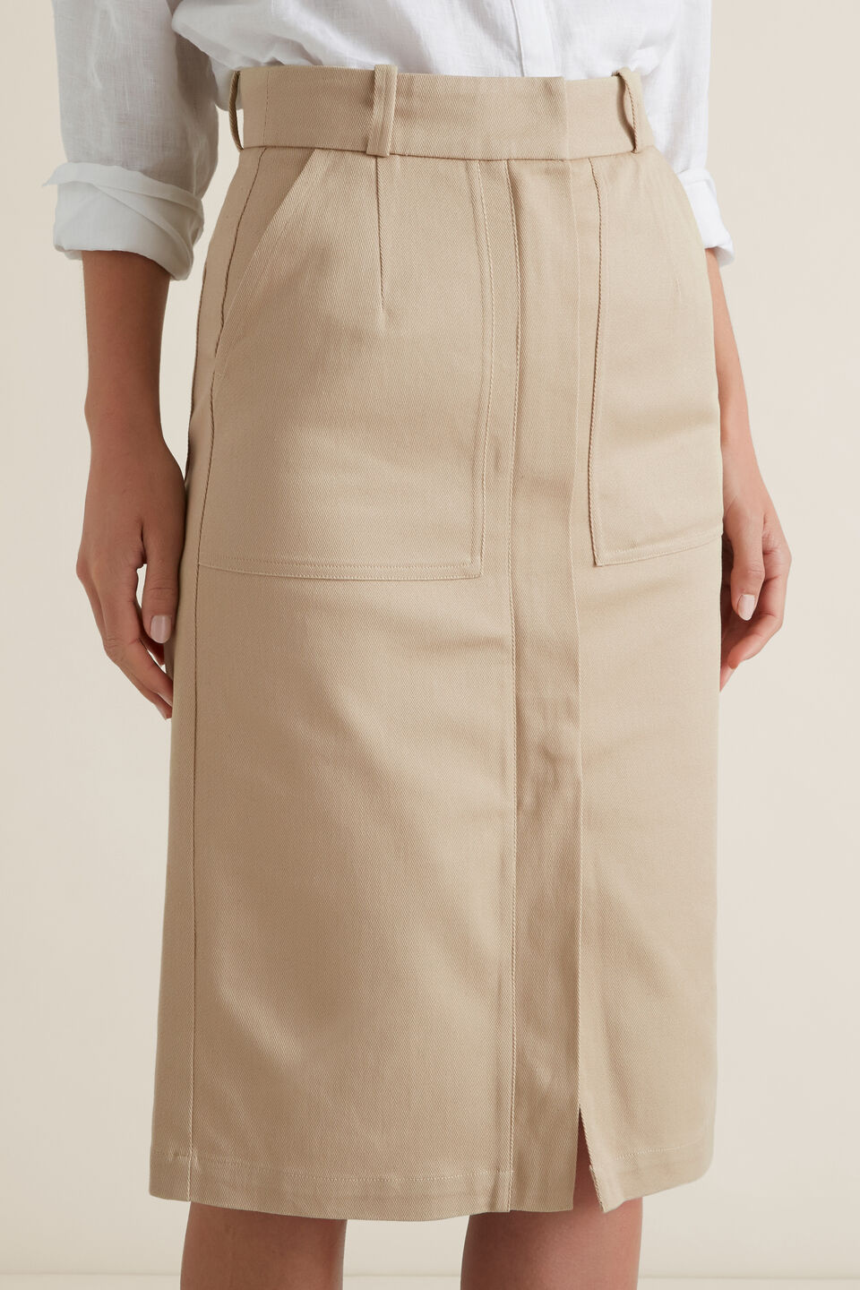 Patch Pocket Midi Skirt  