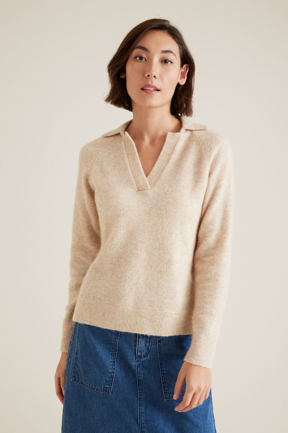 Polo Neck Knit Sweater  