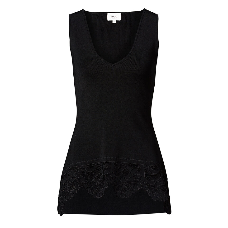 Collection Lace A-line Crepe Top  