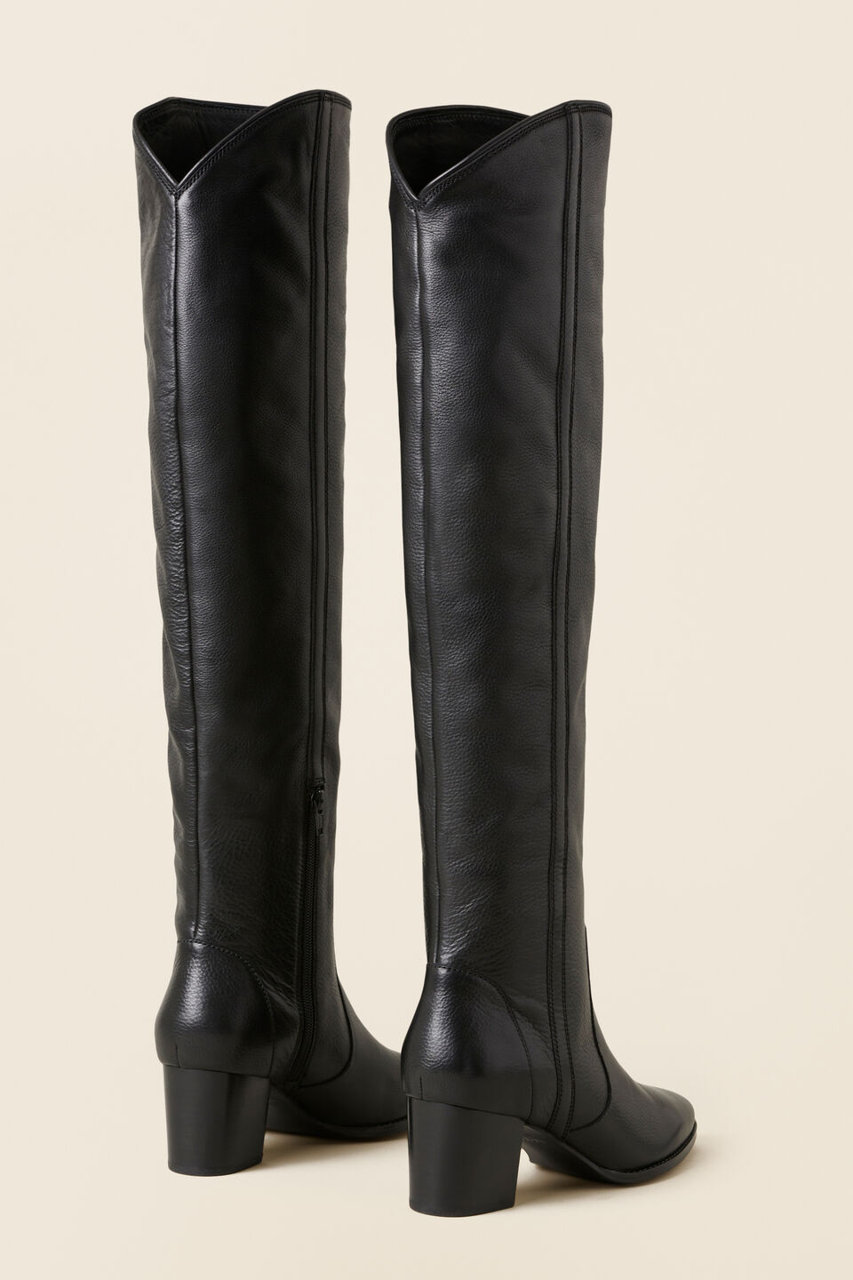 Sienna Leather Knee High Boot  Black