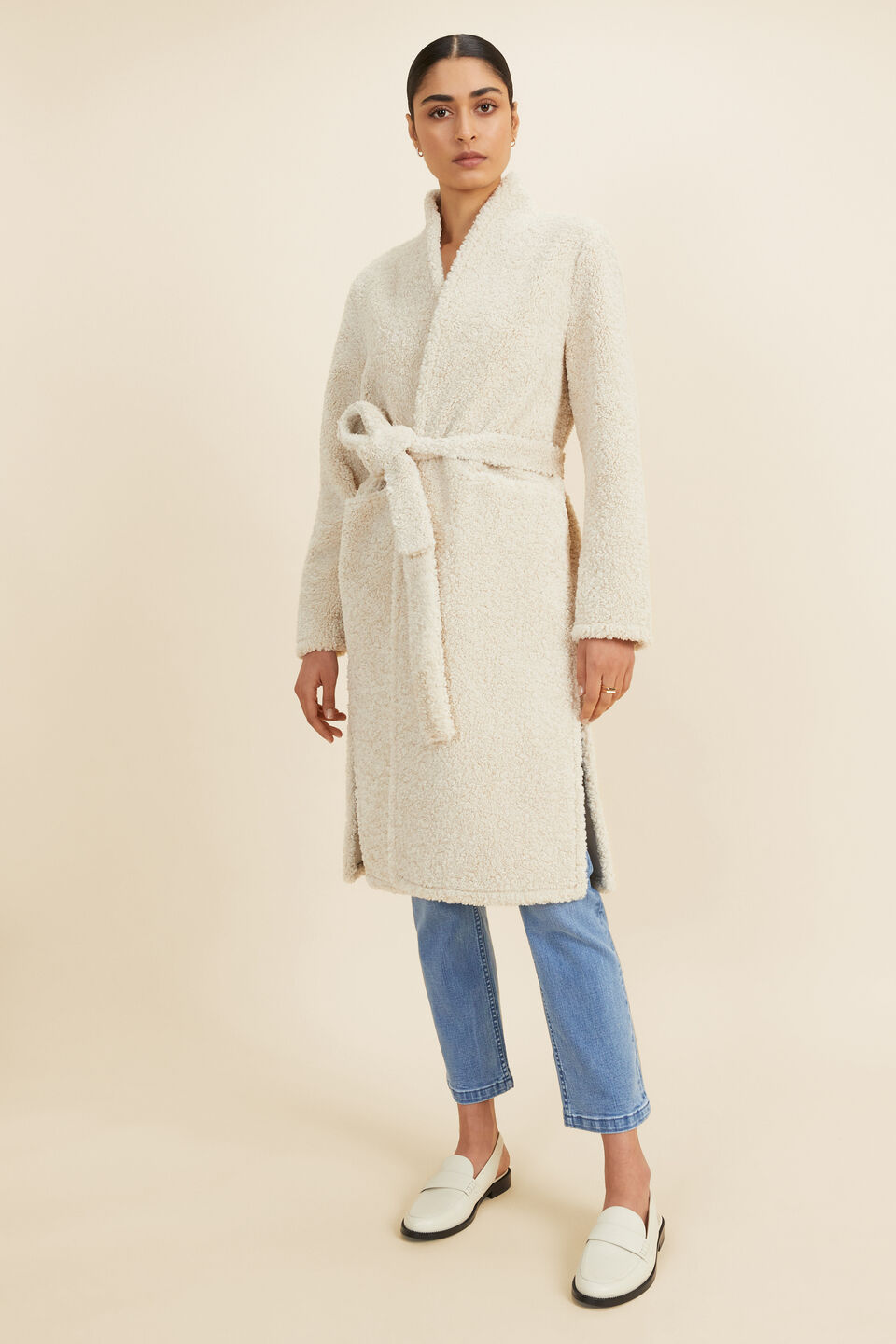 Shearling Robe Coat  Oat