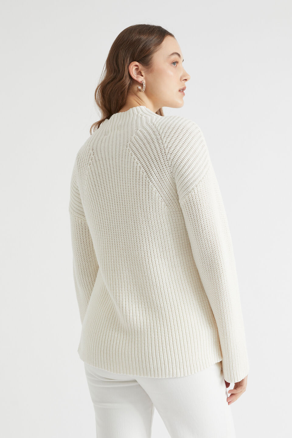 Rib Side Split Sweater  Cloud Cream