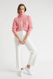 Crop Cable Roll Neck  Bubblegum Pink  hi-res