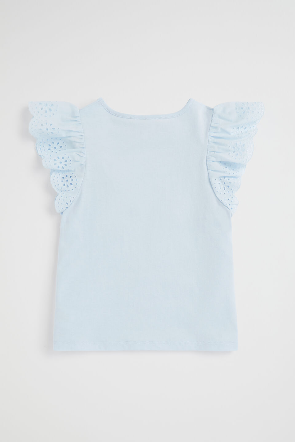 Broderie Frill Top  Baby Blue