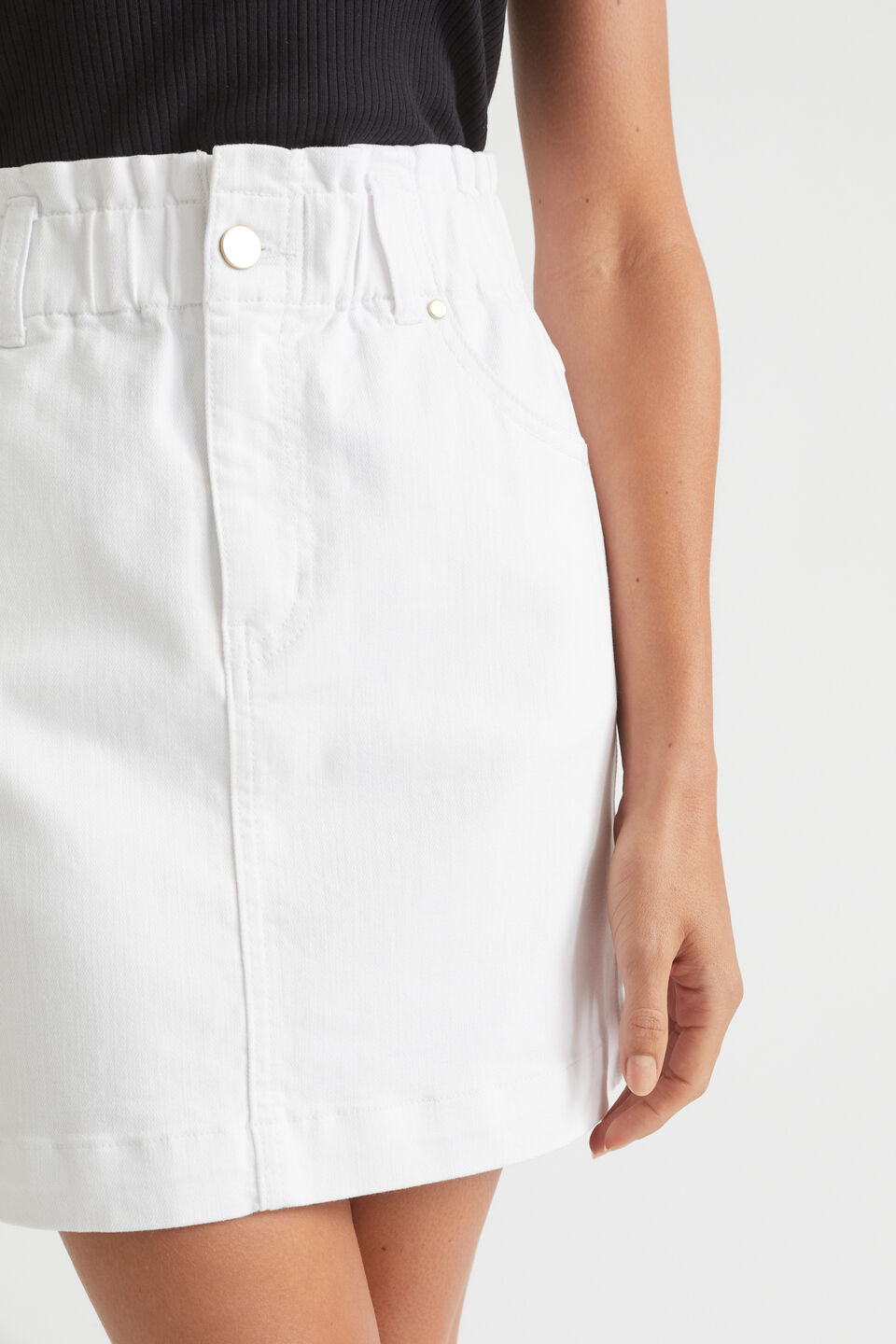 Core Denim Paperbag Mini Skirt  White