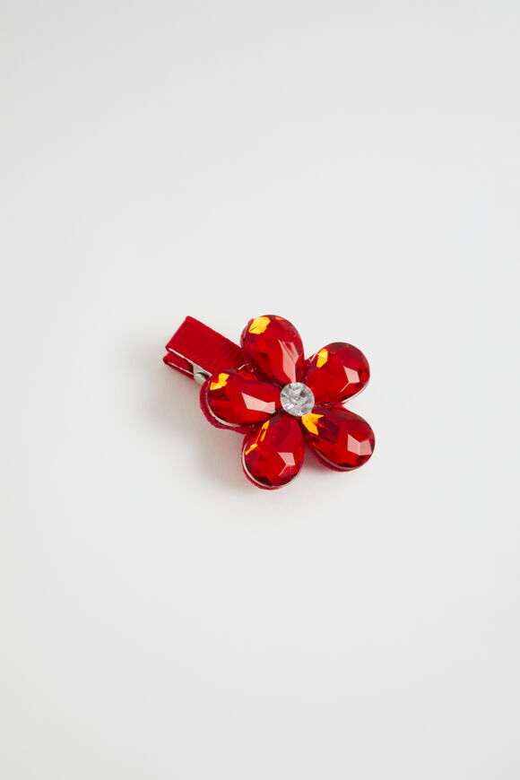 Jewel Flower Duck Clip  Red  hi-res