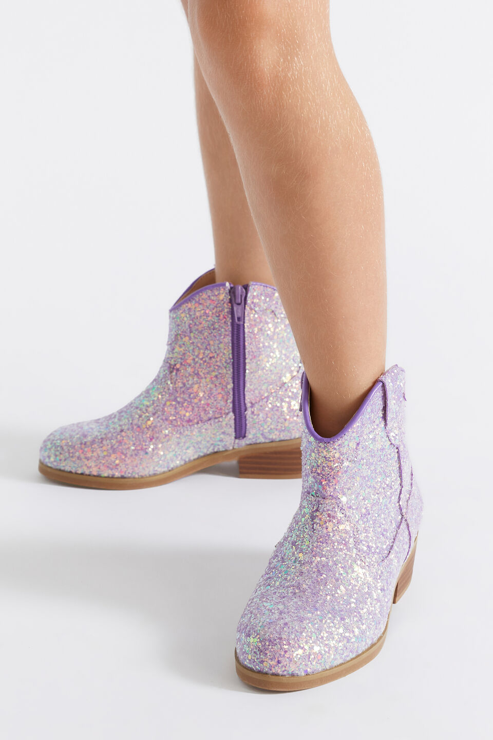 Glitter Short Cowboy Boot  Lilac