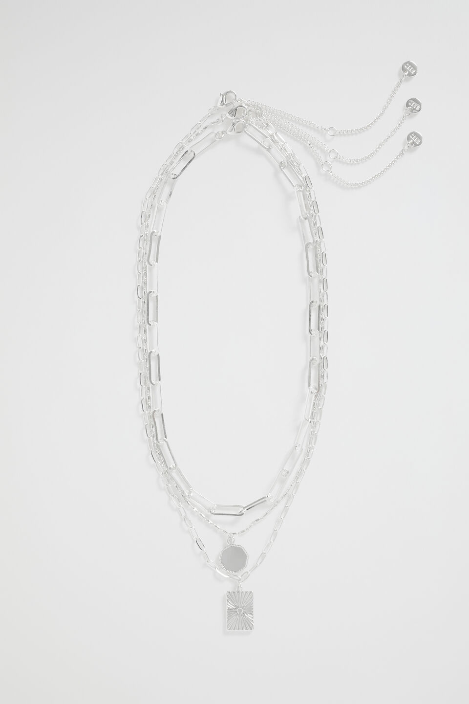 Layered Beam Necklace  Silver