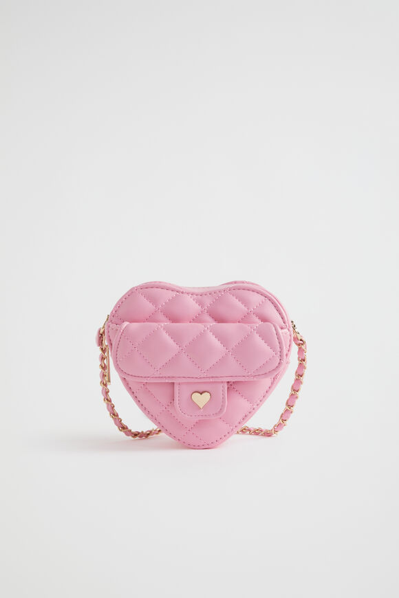 Quilted Heart Cross Body Bag  Candy Pink  hi-res