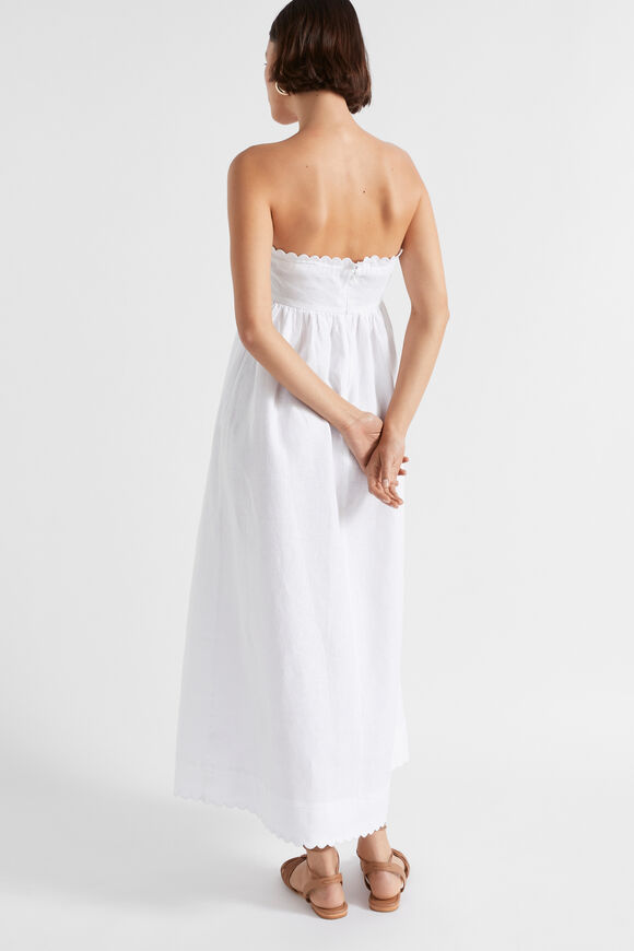 Linen Scallop Midi Dress  Whisper White  hi-res